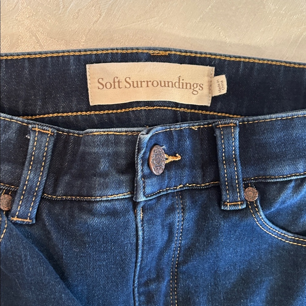 Soft Surroundings women’s straight leg stretch, dark soft denim jeans Size SP. - Picture 4 of 13